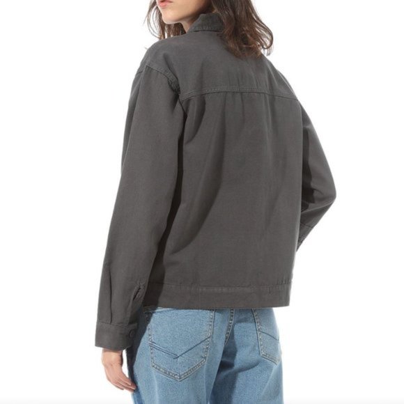 VANS Womens Size VN0A4SCK1O7 Sophie Jacket Asphalt Gray 100% Cotton Canvas Shirt - Picture 2 of 7